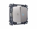 Ambrella MO504040 Комплект механизма 2-клавишного проходного выключателя с подсветкой 10000K