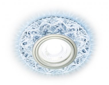 Фотография товара 'Ambrella Встраиваемый точечный светильник со светодиодной лентой хром/прозрачный хрусталь/MR16+3W(LED COLD)'