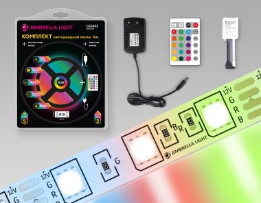 Фотография товара 'Ambrella GS2402 Комплект светодиодной ленты RGB 5m 5050 60Led /14.4W m/ 12V'
