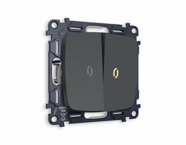 Фотография товара 'Ambrella MO904030 Комплект механизма 2-клавишного проходного выключателя с подсветкой 3200K'