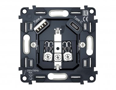 Фотография товара 'Ambrella VM160 Механизм электрической розетки 2USB A+C 20W'