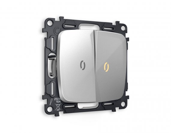 Фотография товара 'Ambrella MO404030 Комплект механизма 2-клавишного проходного выключателя с подсветкой 3200K'