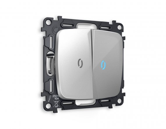 Фотография товара 'Ambrella MO404040 Комплект механизма 2-клавишного проходного выключателя с подсветкой 10000K'