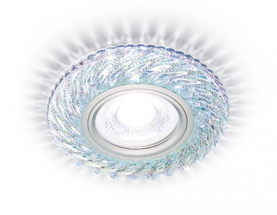 Фотография товара 'Ambrella Встраиваемый точечный светильник со светодиодной лентой хром/перламутровый MR16+3W(LED WHITE 4200K)'