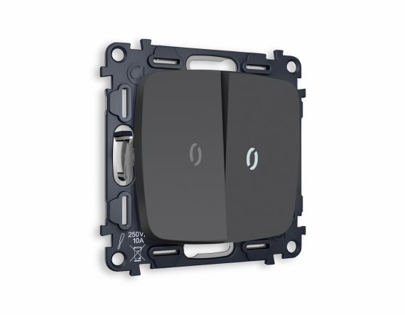 Фотография товара 'Ambrella MO904035 Комплект механизма 2-клавишного проходного выключателя с подсветкой 5600K'