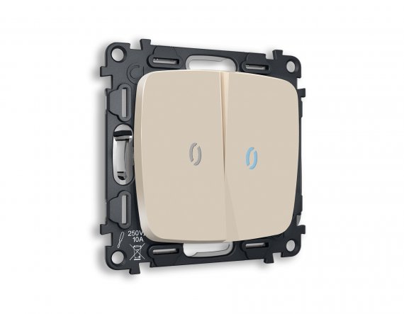 Фотография товара 'Ambrella MO324040 Комплект механизма 2-клавишного проходного выключателя с подсветкой 10000K'