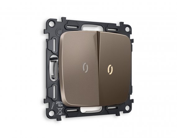 Фотография товара 'Ambrella MO634030 Комплект механизма 2-клавишного проходного выключателя с подсветкой 3200K'