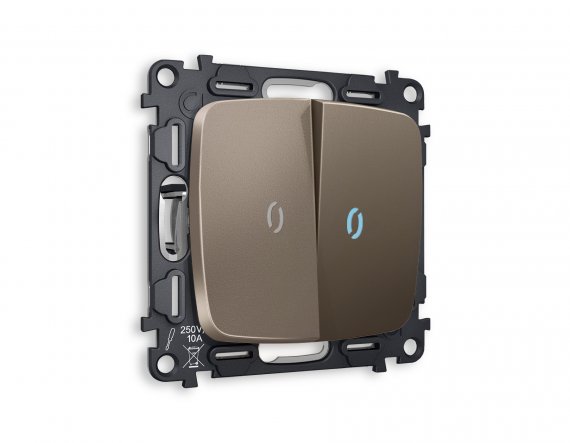 Фотография товара 'Ambrella MO634040 Комплект механизма 2-клавишного проходного выключателя с подсветкой 10000K'