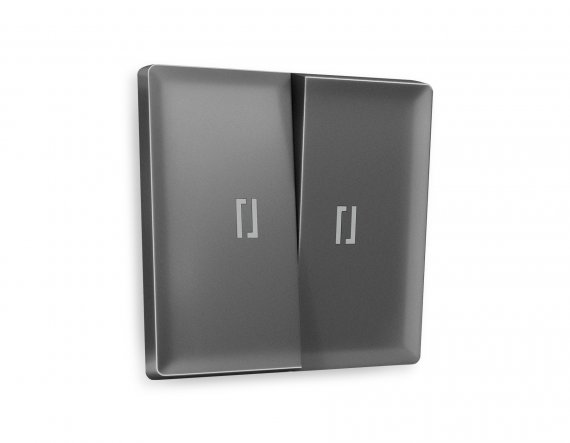 Фотография товара 'Ambrella AP6540 Лицевая панель ALFA (Антрацит серый) для 2-клавишных выключателей'