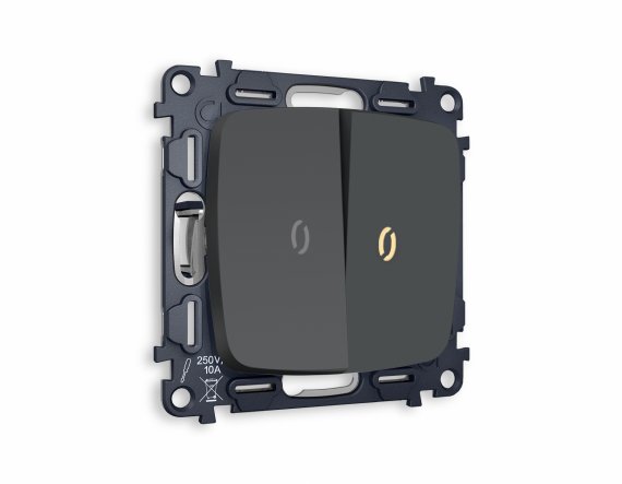 Фотография товара 'Ambrella MO904030 Комплект механизма 2-клавишного проходного выключателя с подсветкой 3200K'