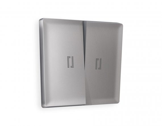 Фотография товара 'Ambrella AP5040 Лицевая панель ALFA (Сталь матовый) для 2-клавишных выключателей'