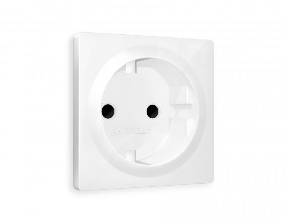 Фотография товара 'Ambrella AP1070 Лицевая панель ALFA (Белый глянец) для электрической розетки с заземлением'