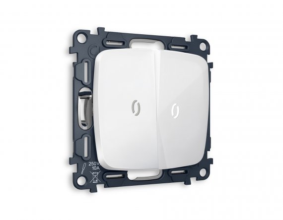 Фотография товара 'Ambrella MO104035 Комплект механизма 2-клавишного проходного выключателя с подсветкой 5600K'