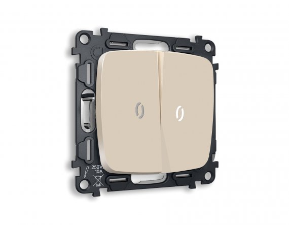 Фотография товара 'Ambrella MO324035 Комплект механизма 2-клавишного проходного выключателя с подсветкой 5600K'