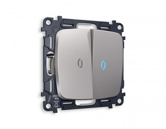 Фотография товара 'Ambrella MO504040 Комплект механизма 2-клавишного проходного выключателя с подсветкой 10000K'